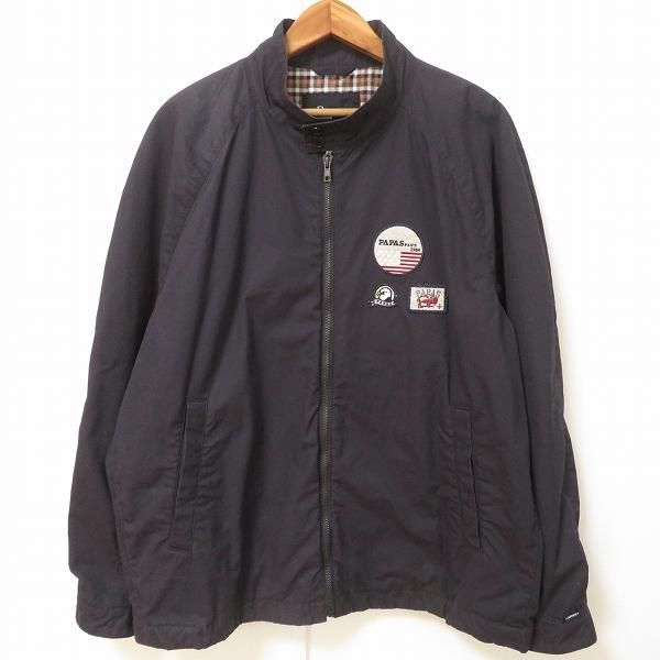 anc パパス Papas ブルゾン ジャケット LL 紺 ジップアップ ワッペン 