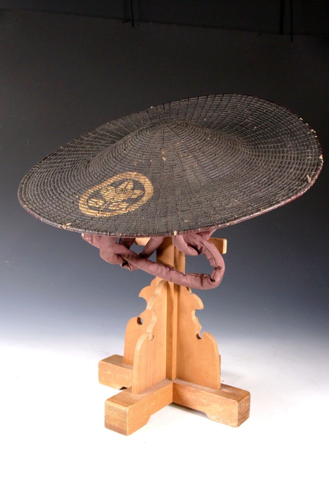 陣笠 団扇笹紋(軍扇団扇) 江戸時代/アンティーク品 時代物 団扇笹紋