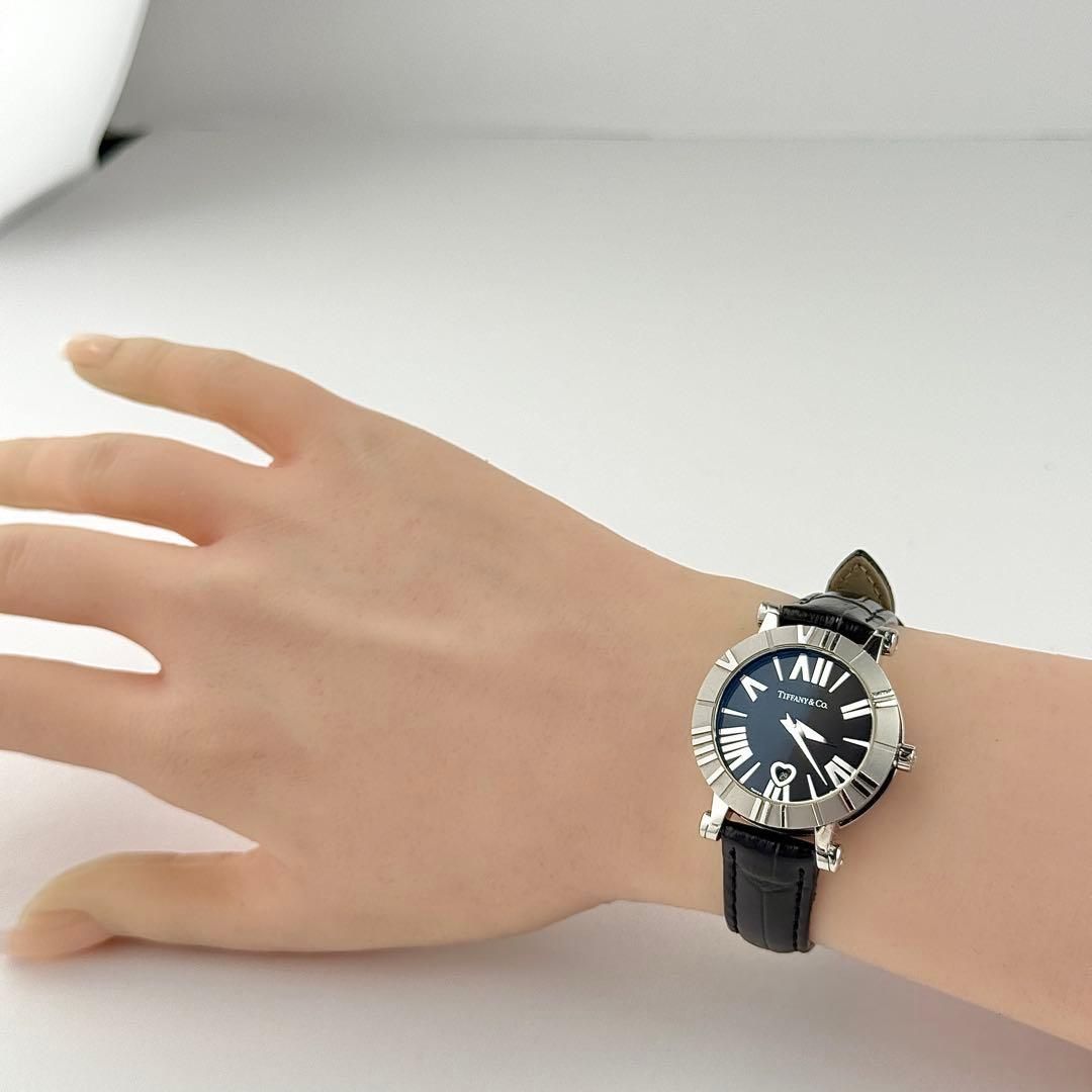 ティファニー アトラス ブラック ハート ベルト 電池 レディース 腕時計 735