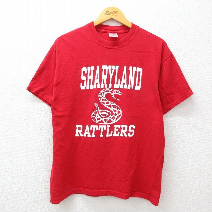 L/古着 ジャージーズ 半袖 ビンテージ Tシャツ メンズ 00s ヘビ コットン クルーネック 赤 レッド 24apr03 中古