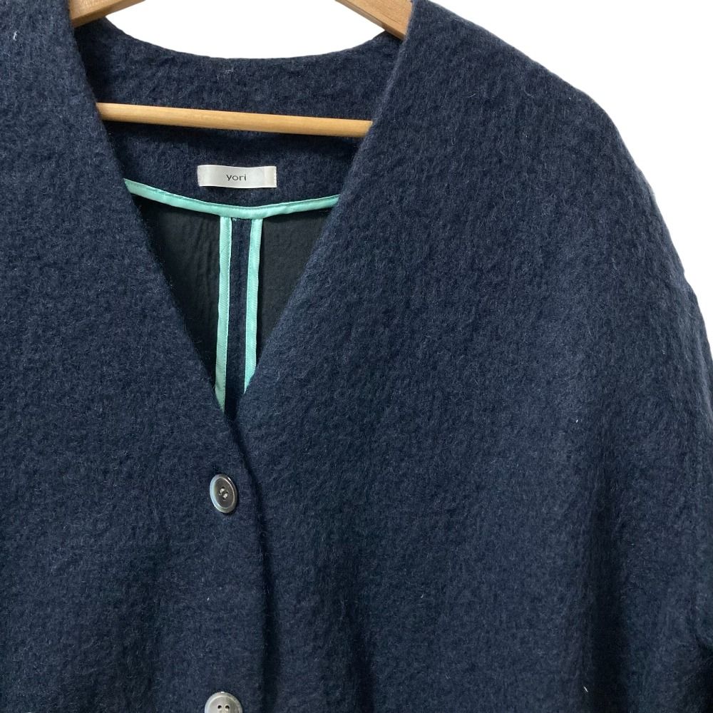 良品 yori ヨリ ウールモヘアシャギージャケット ノーカラー コート  