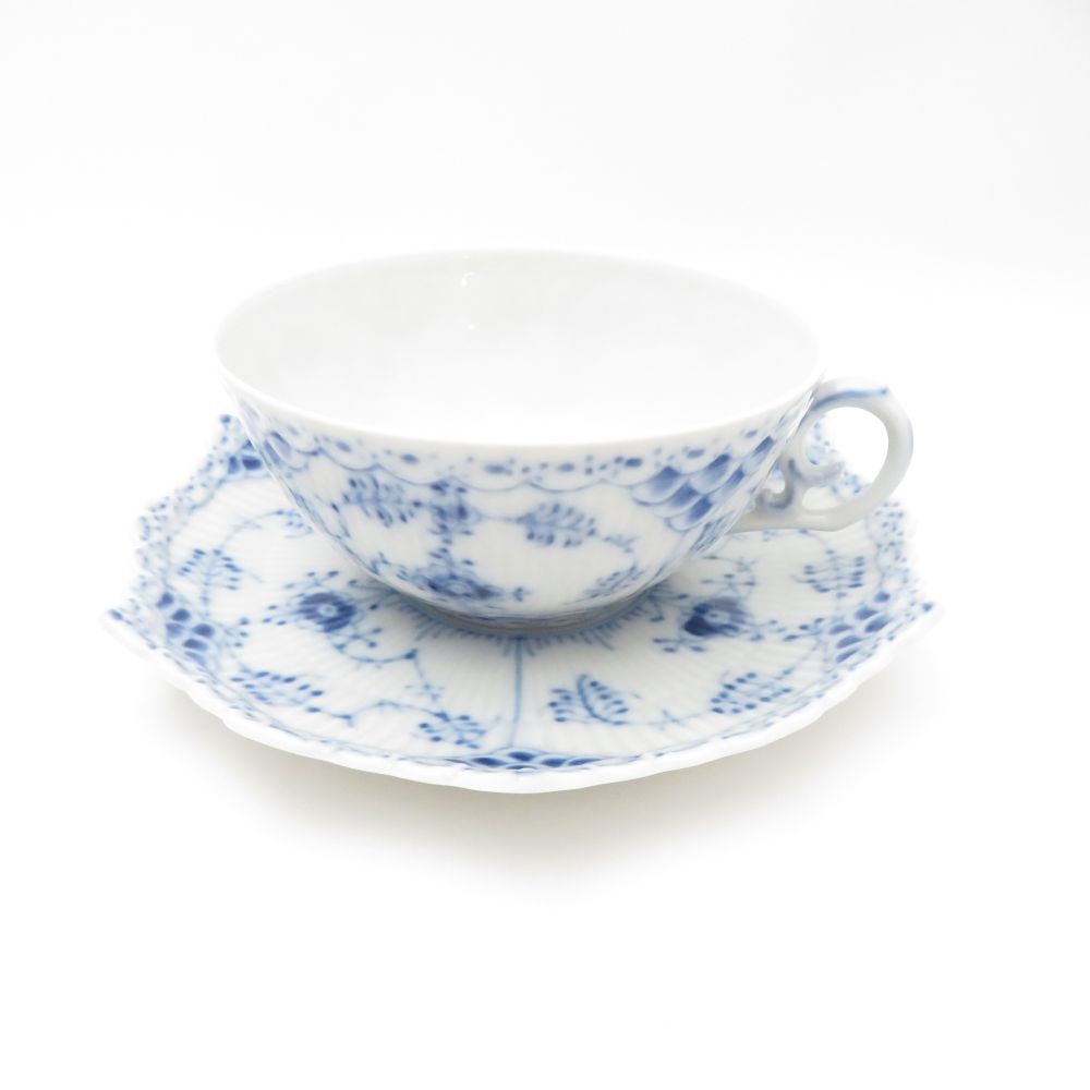 ROYAL COPENHAGEN ロイヤルコペンハーゲン ブルーフルーテッドフルレース ティーカップ＆ソーサー 1客 SC7765A1