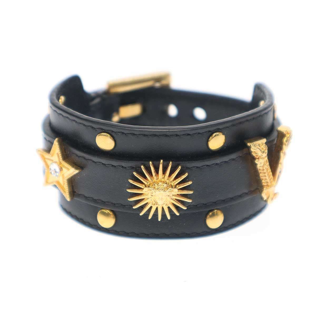 VERSACE ヴェルサーチ メデューサチャーム レザーブレスレット ブラック