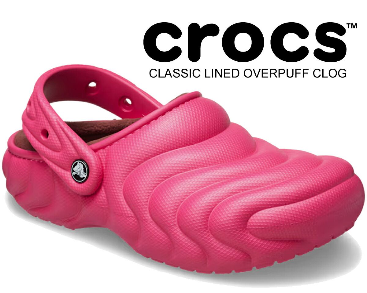 クロックス クラシック ラインド オーバーパフ クロッグ crocs CLASSIC LINED OVERPUFF CLOG DRAGON FRUIT 210059-6zq ドラゴンフルーツ ピンク フリース