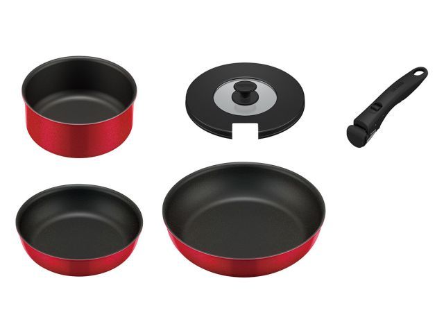 サーモス 取っ手のとれるフライパン 5点セット レッド N