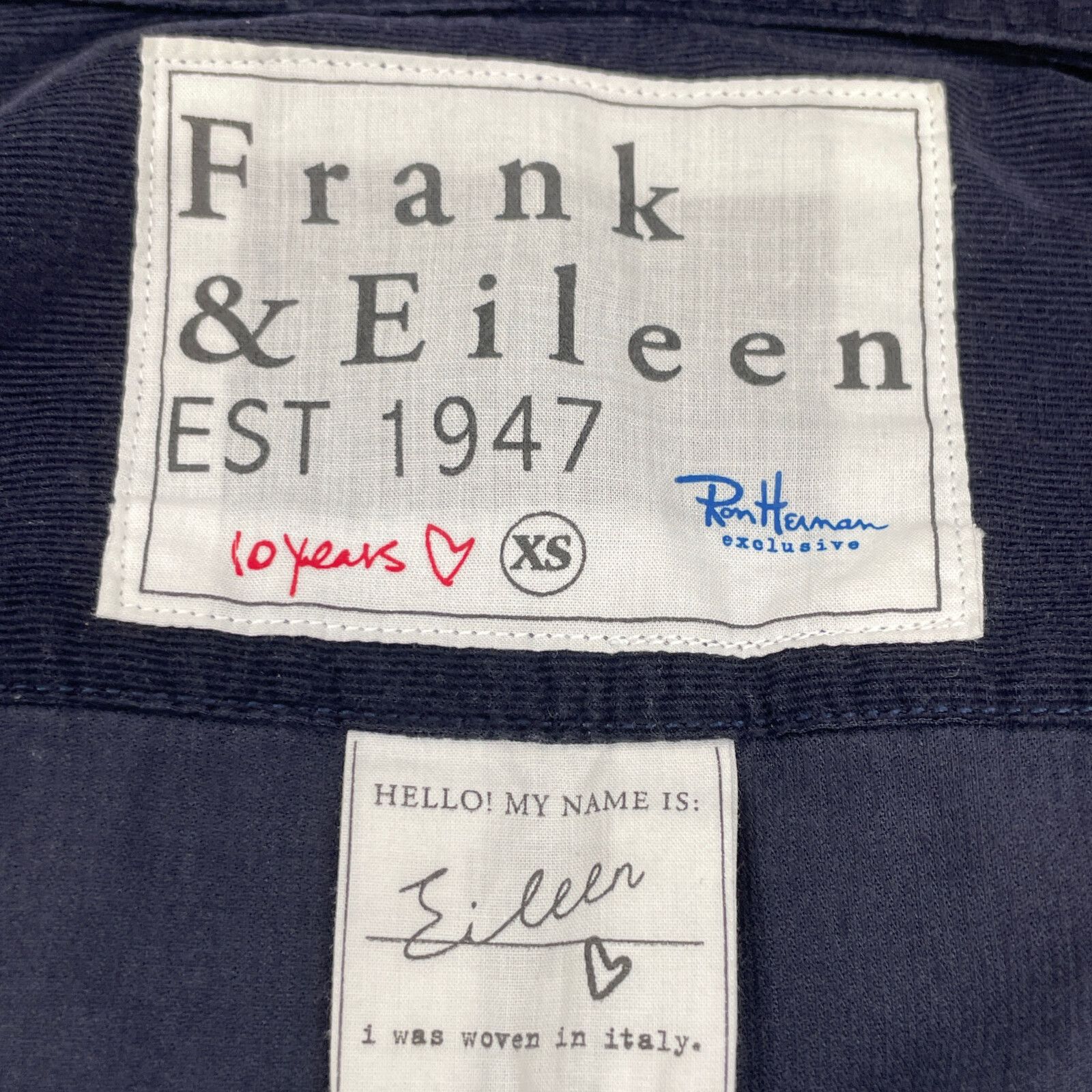 Frank&Eileen フランクアンドアイリーン ﾛﾝﾊｰﾏﾝ別注 ﾈｲﾋﾞｰ EILEEN ｺｯﾄﾝ ｺｰﾃﾞｭﾛｲ 長袖ｼｬﾂ XS