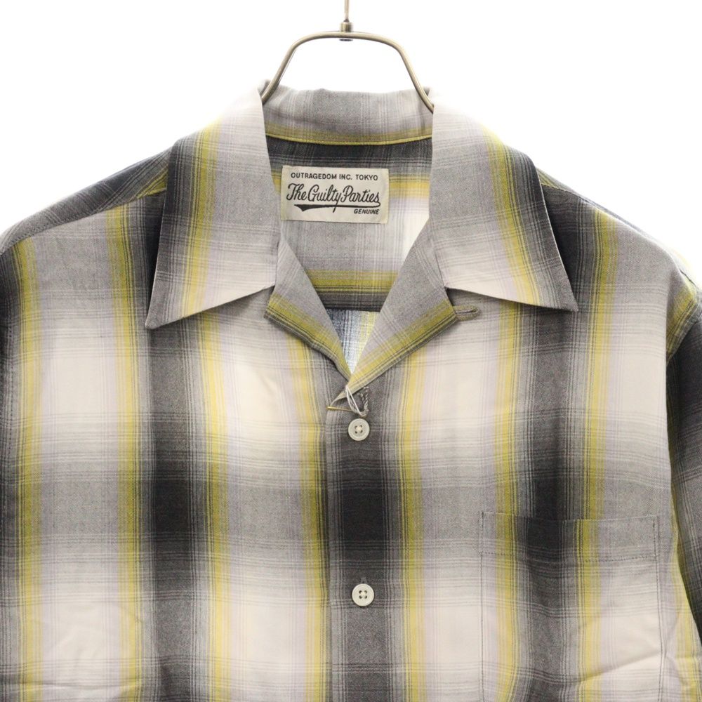 WACKO MARIA (ワコマリア) 22AW OMBRAY CHECK OPEN COLLAR SHIRTS L/S オンブレチェック  オープンカラー 長袖レーヨンシャツ ブラック/イエロー 22FW-WMS-OC02 - おむつ