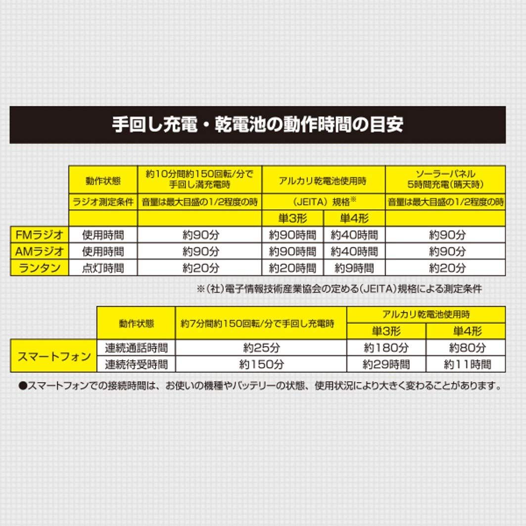 山善] 手回し充電ランタン ラジオ 白色LED 9灯 防水 電灯 USB AMラジオ