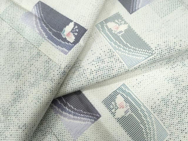 平和屋着物○都喜ヱ門 本場大島紬 白大島 9マルキ 総絣 短冊草花文 藤