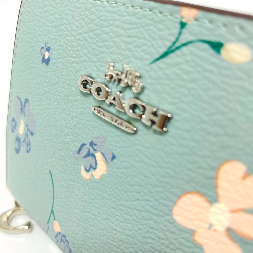 COACH コーチ 2つ折り財布 花柄 C8703 水色 フローラルプリント-