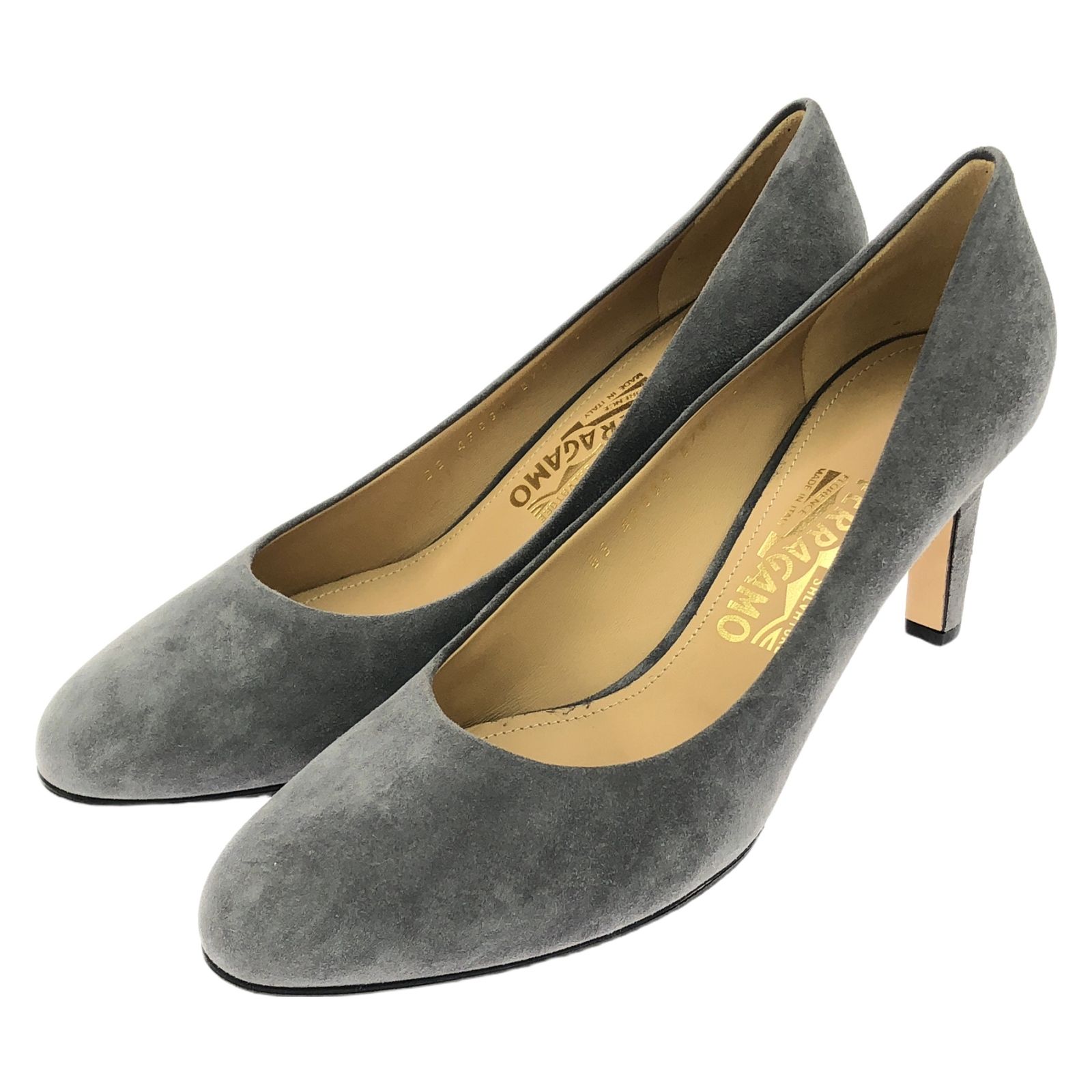 サルヴァトーレフェラガモ Salvatore Ferragamo パンプス パンプス グレー グレー スウェード パンプス グレー レディース Used A