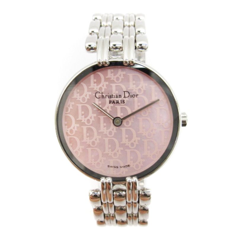 クリスチャンディオール Christian Dior バギラ 腕時計 クォーツ 2針 SS D44-120 ピンク文字盤 シルバー
