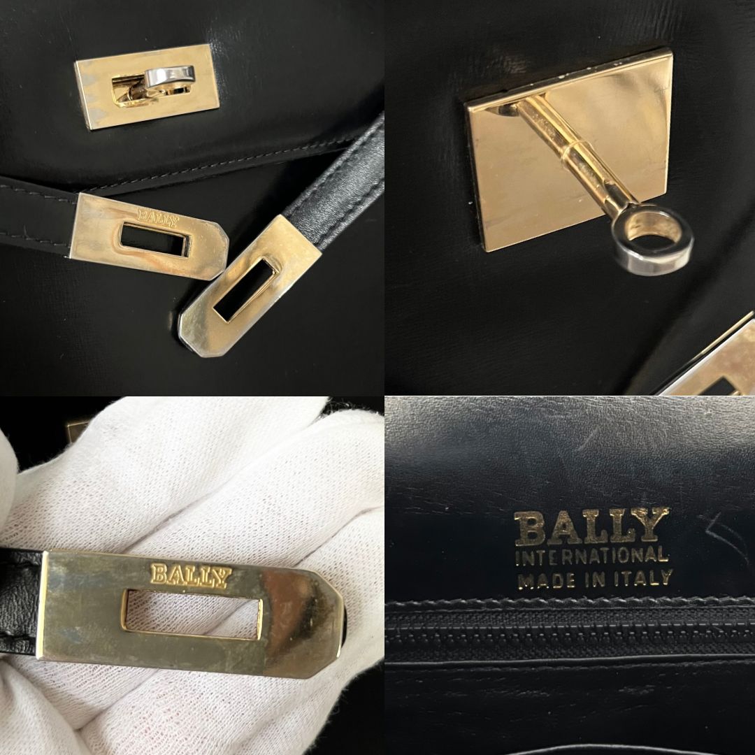 BALLY Bally バリー レザー ハンドバッグ 黒 ブラック 南京錠 ワン