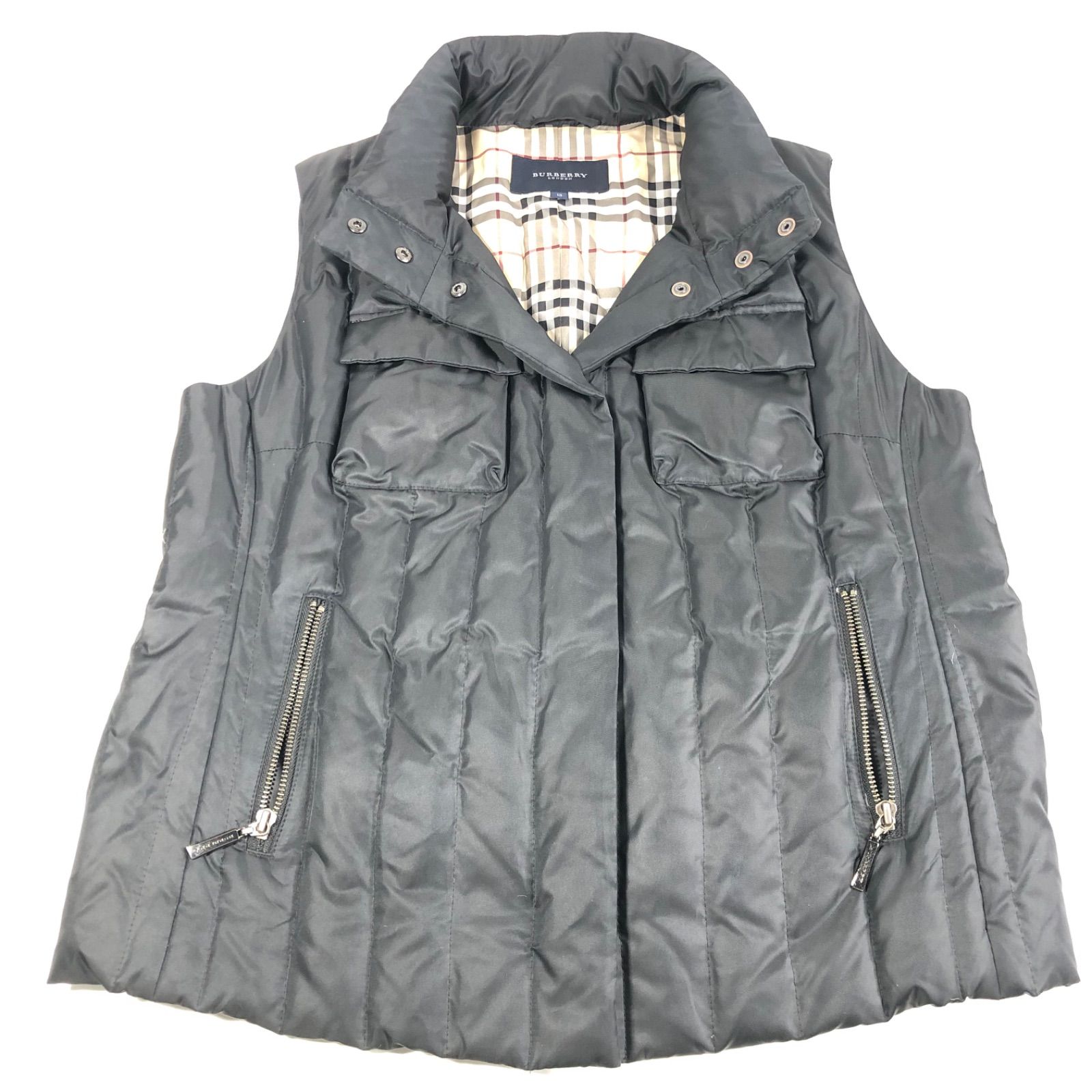 A1016-19-5 BURBERRY バーバリー ベスト アウター ジャケット ブラック 黒 13BR 身幅52cm 着丈58cm