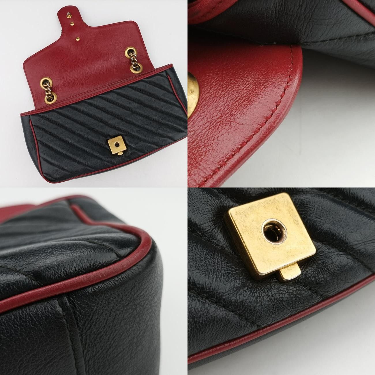 グッチGucciGGマーモントブラック×レッドレザー