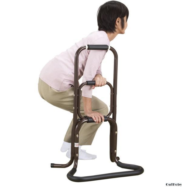 ブラウン 3段階 手すり 立ち上がり 補助 工具不要 介護 立ち上がり