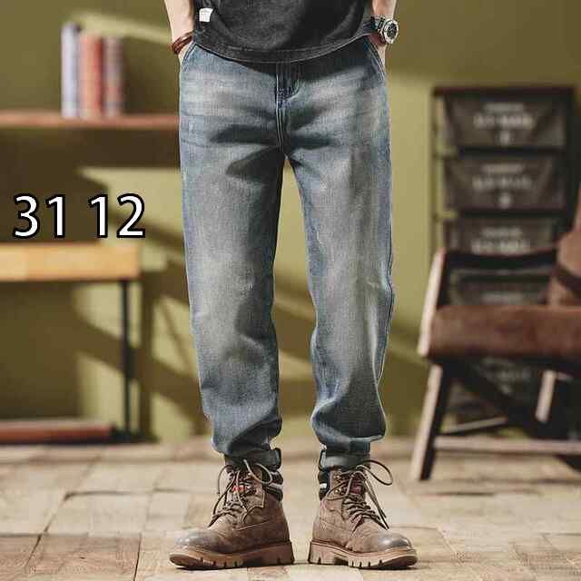 [31 12 ]メンズ ファッション 服  オシャレ シンプル 大 かっこいい 大きいサイズ ストリート 紳士服  アメリカン レトロ 春秋 ジーンズ ストレート 秋 カジュアル パンツ ウォッシュ