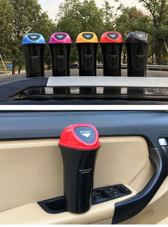 KITUREK 車用ゴミ箱 蓋付き 2個パック 車用カップホルダーゴミ箱 漏れ防止 ゴミ袋 40個入り ミニ車両オーガナイザー 車 並行輸入品 | 車用ゴミ箱 車載ボトル型ゴミ箱 車内ゴム袋 蓋付き タッチ