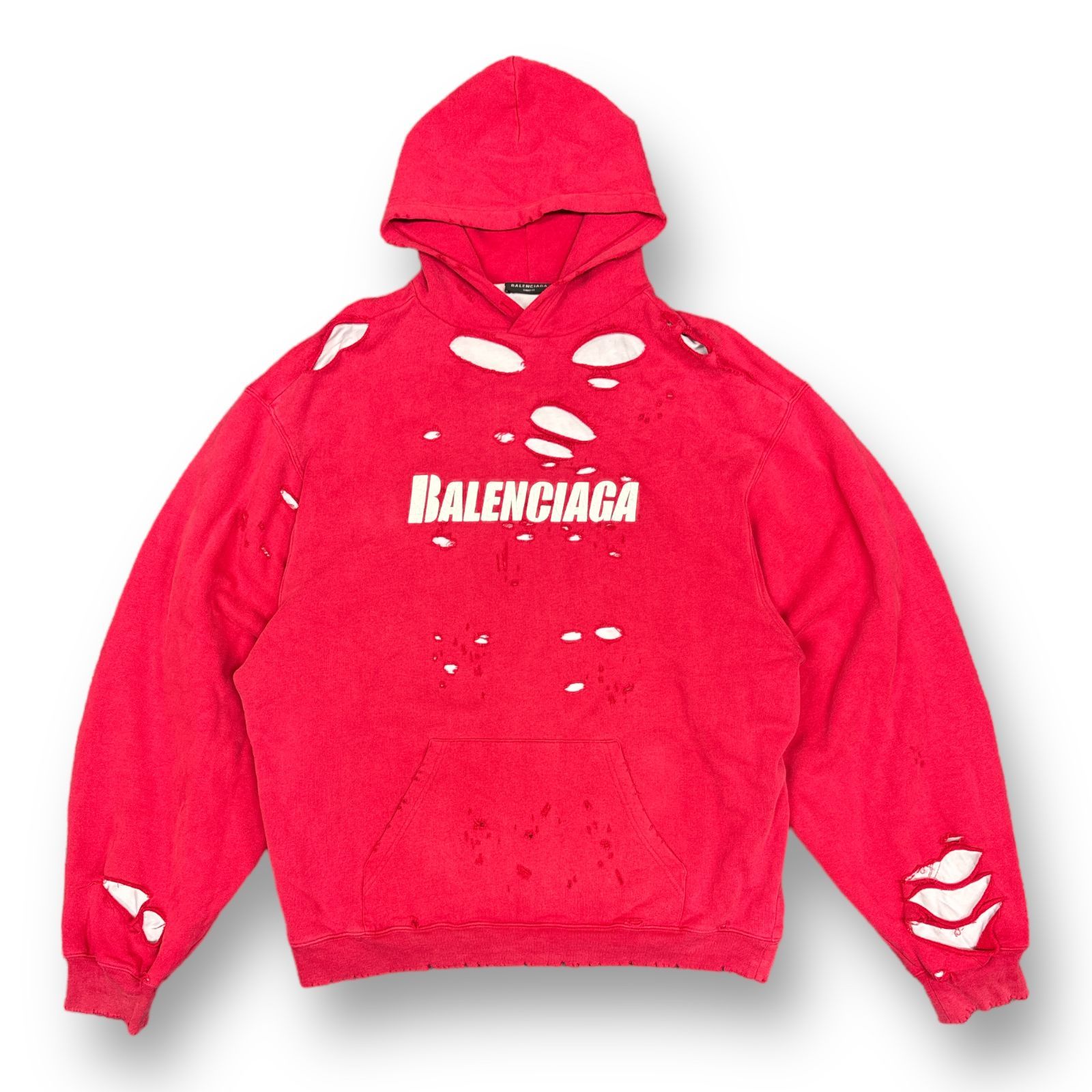 国内正規 BALENCIAGA DESTROYED HOODIE プリント デストロイ