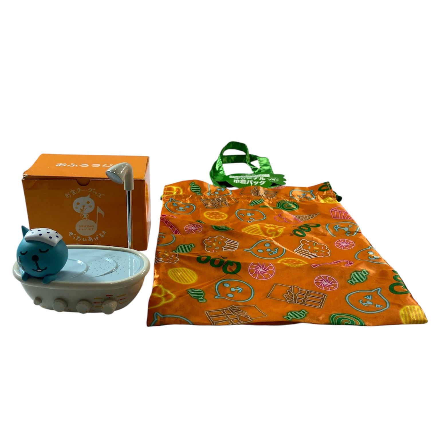 Rare Not for Sale Summary Item Qoo Ku Bath Radio AM FM Radio Drawstring Bag 2 Piece Bundle Treasure Ku Goods Coca Cola Current Item 0.2 kg