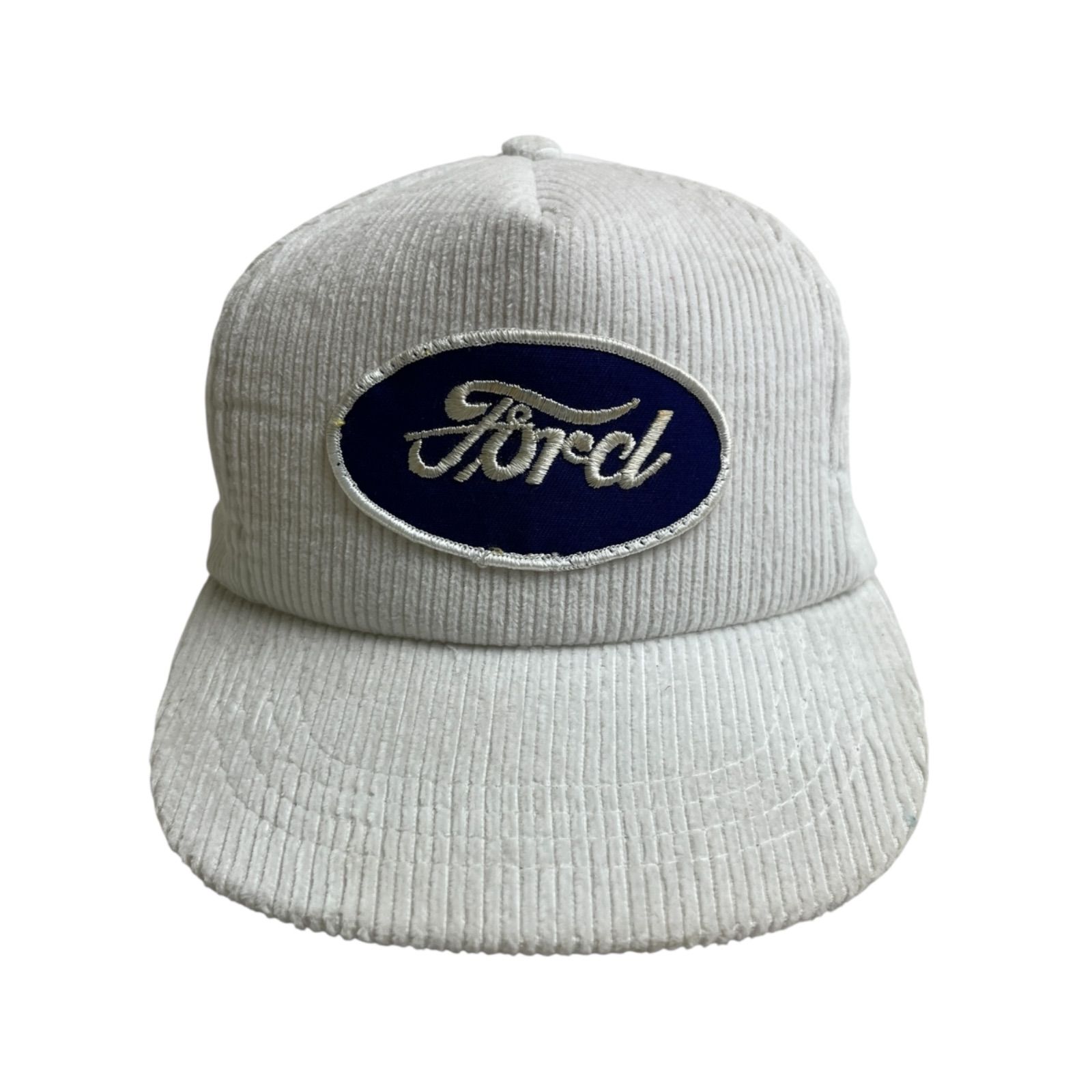キャップ 帽子 Ford フォード ワッペン コーデュロイキャップ ビンテージキャップ ホワイト 白 刺繍ロゴ