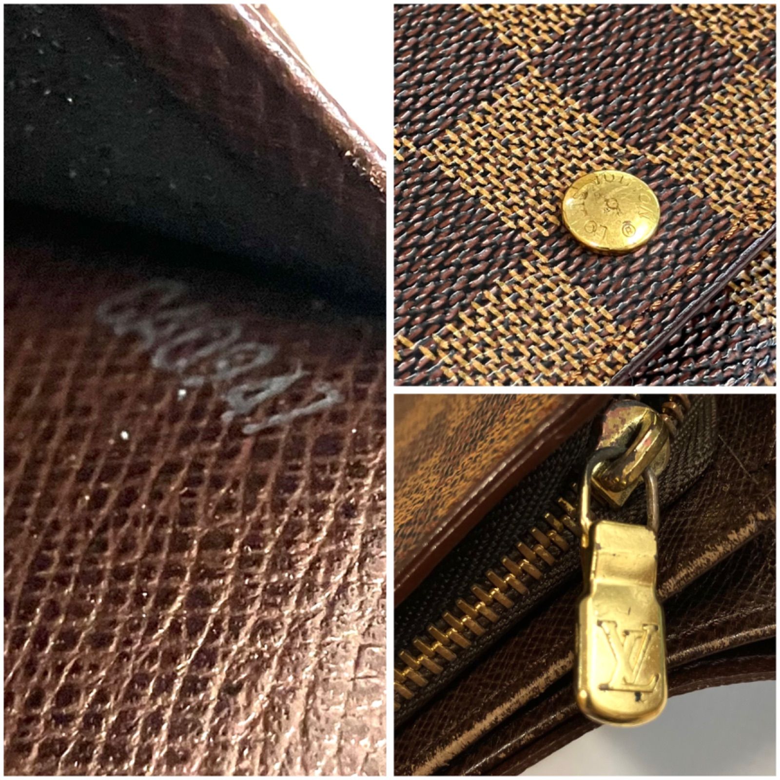 LOUIS VUITTON＊ ダミエポルトモネビエトレゾール 二つ折り財布 表綺麗 