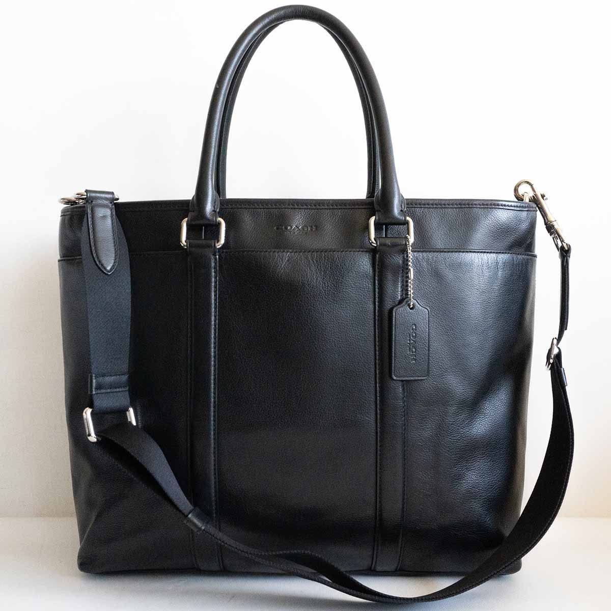 【定番人気】COACH【F54758/2WAY スムース レザー トートバッグ】 ブラック ビジネスバッグ コーチ 25011112