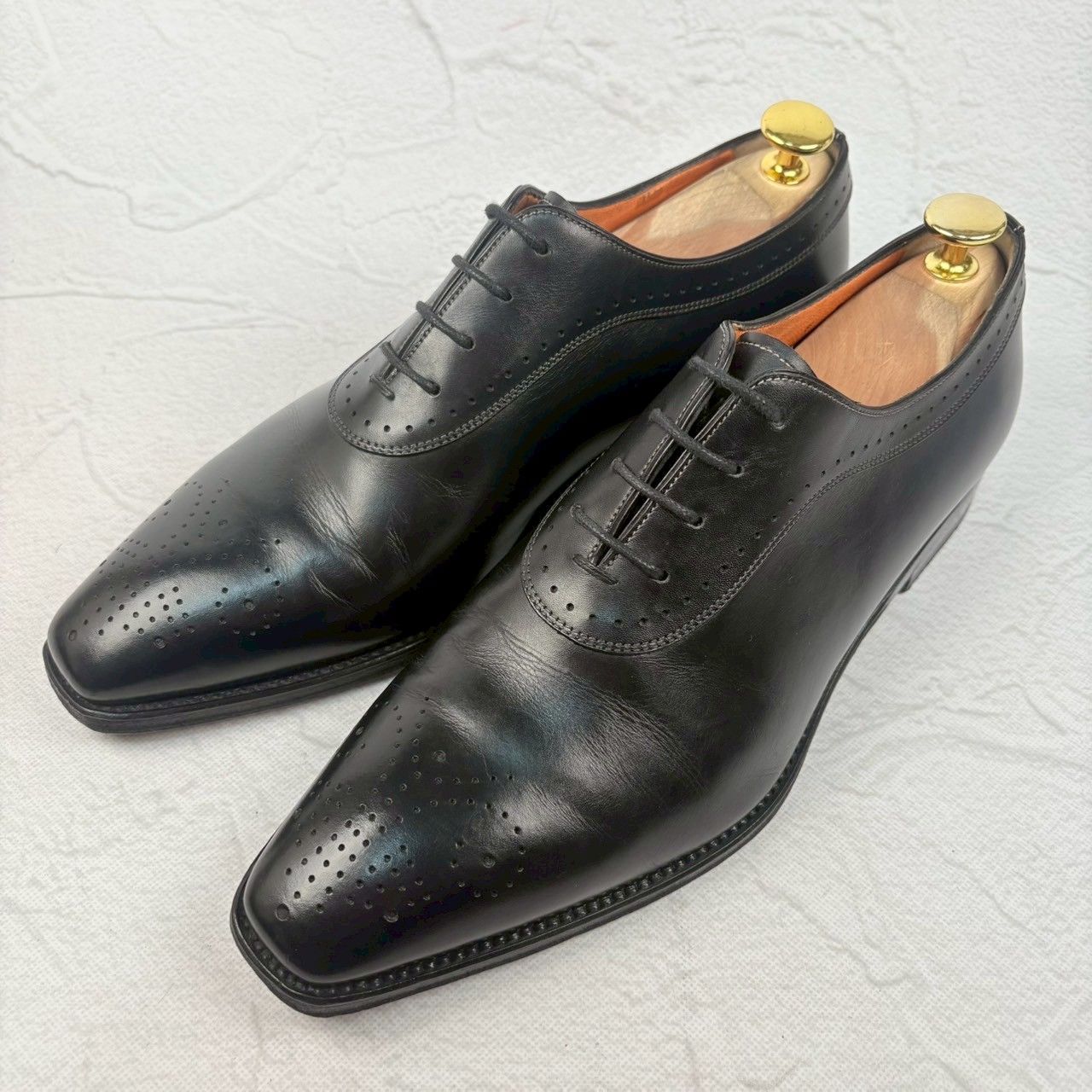 SANTONI サントーニファットアマーノ ブローグ 内羽根 黒 5 マッケイ製法