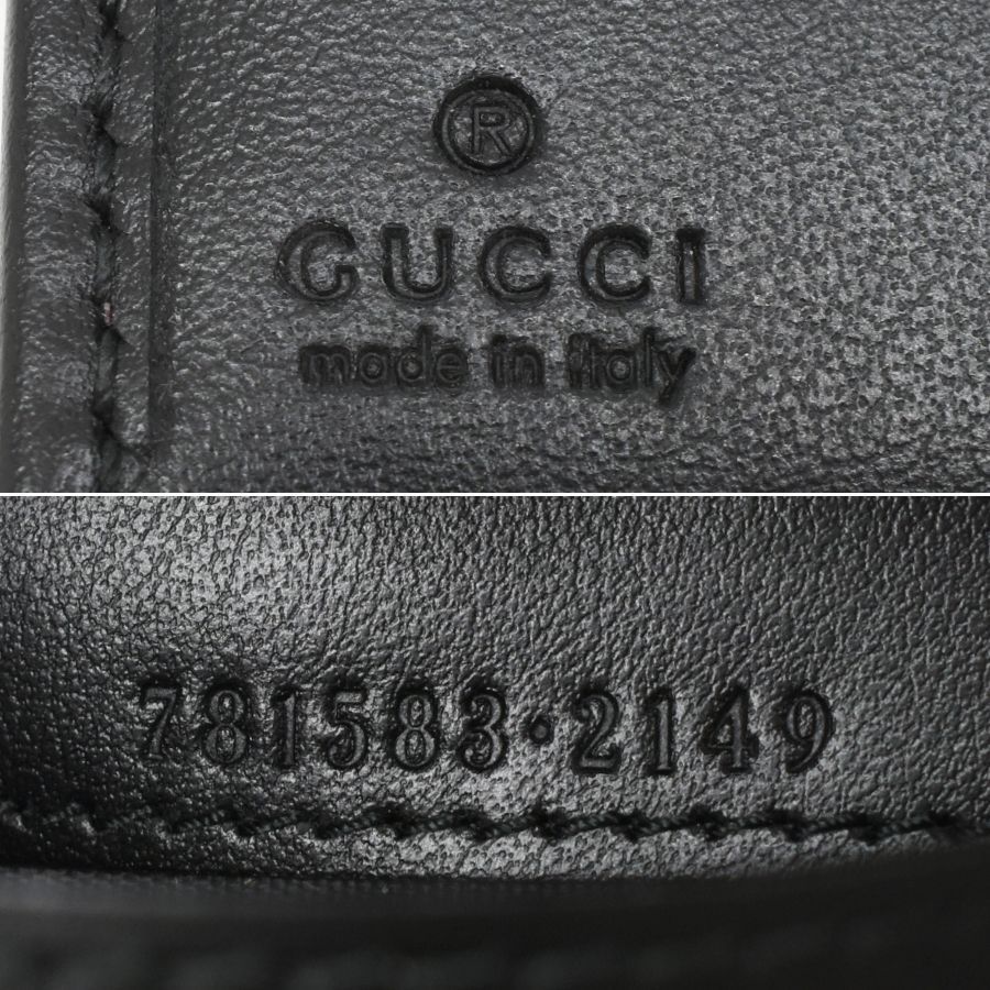 |グッチ|ダブルG|ウォレット|二つ折り財布|781583|シェブロン|キルティング|レザー|ブラック|GUCCI