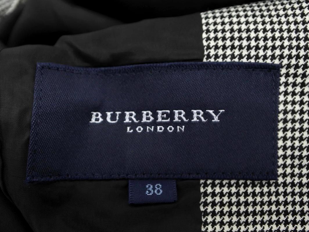 送料無料！ BURBERRY バーバリー ウール 千鳥柄 セットアップ ジャケット スカート スーツ size38|白ｘ黒 ◎レディース