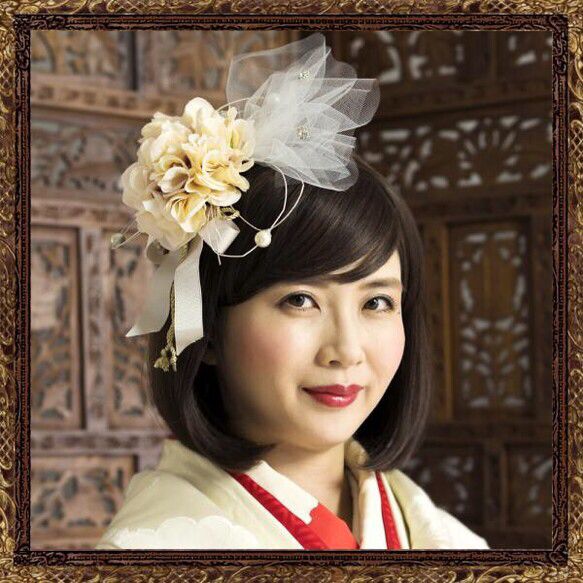 和装 髪飾り ウエディングドレス 白無垢 結婚式（和婚）純白の花嫁鞠 