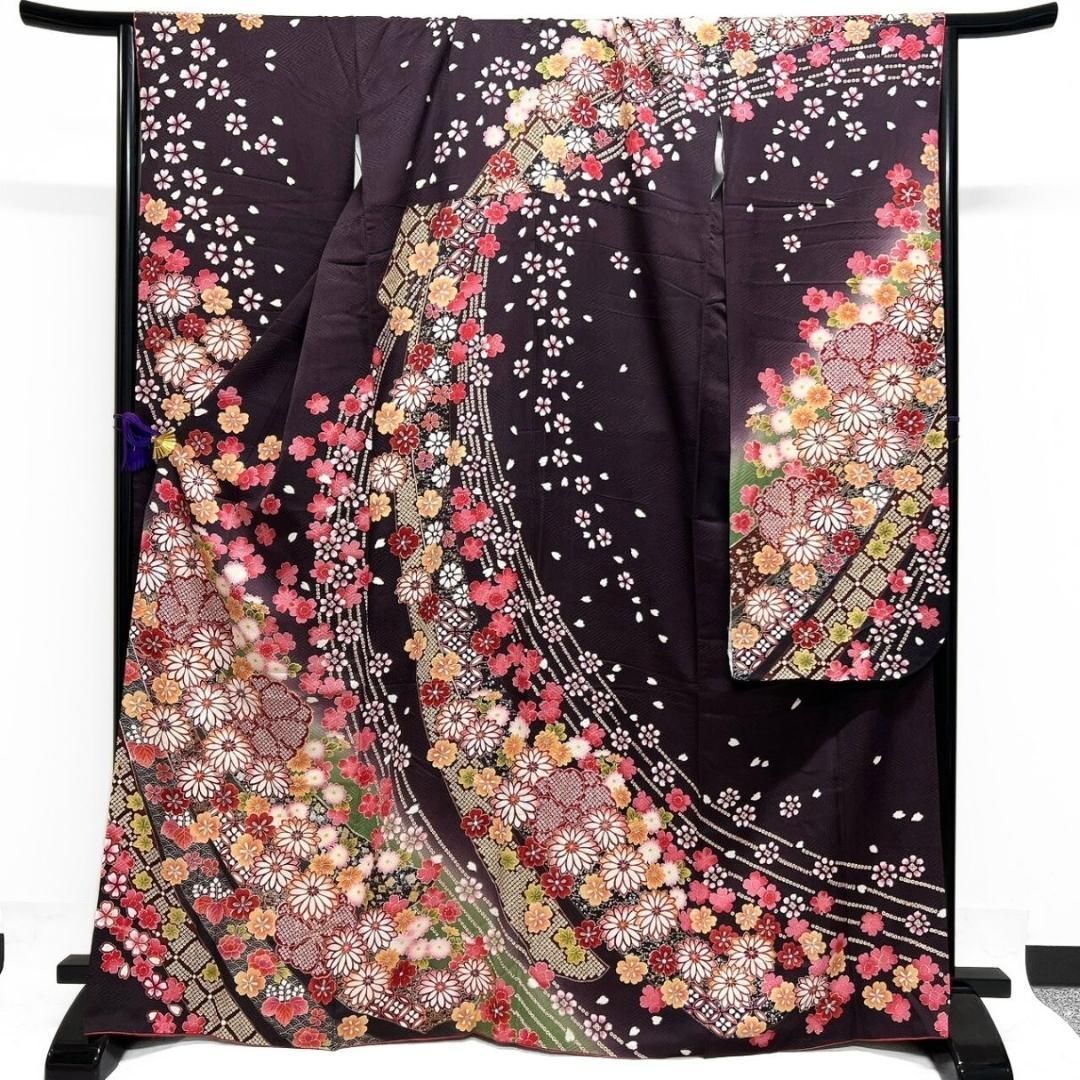 刺繍 菊花 桜花 花吹雪 鹿の子 楓 振袖 着物 014a p - メルカリ