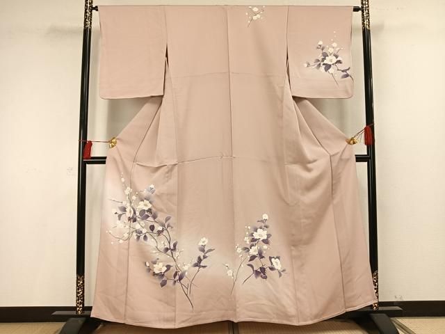 平和屋着物▽訪問着 単衣 友禅 枝花文 正絹 AAAV2591fy