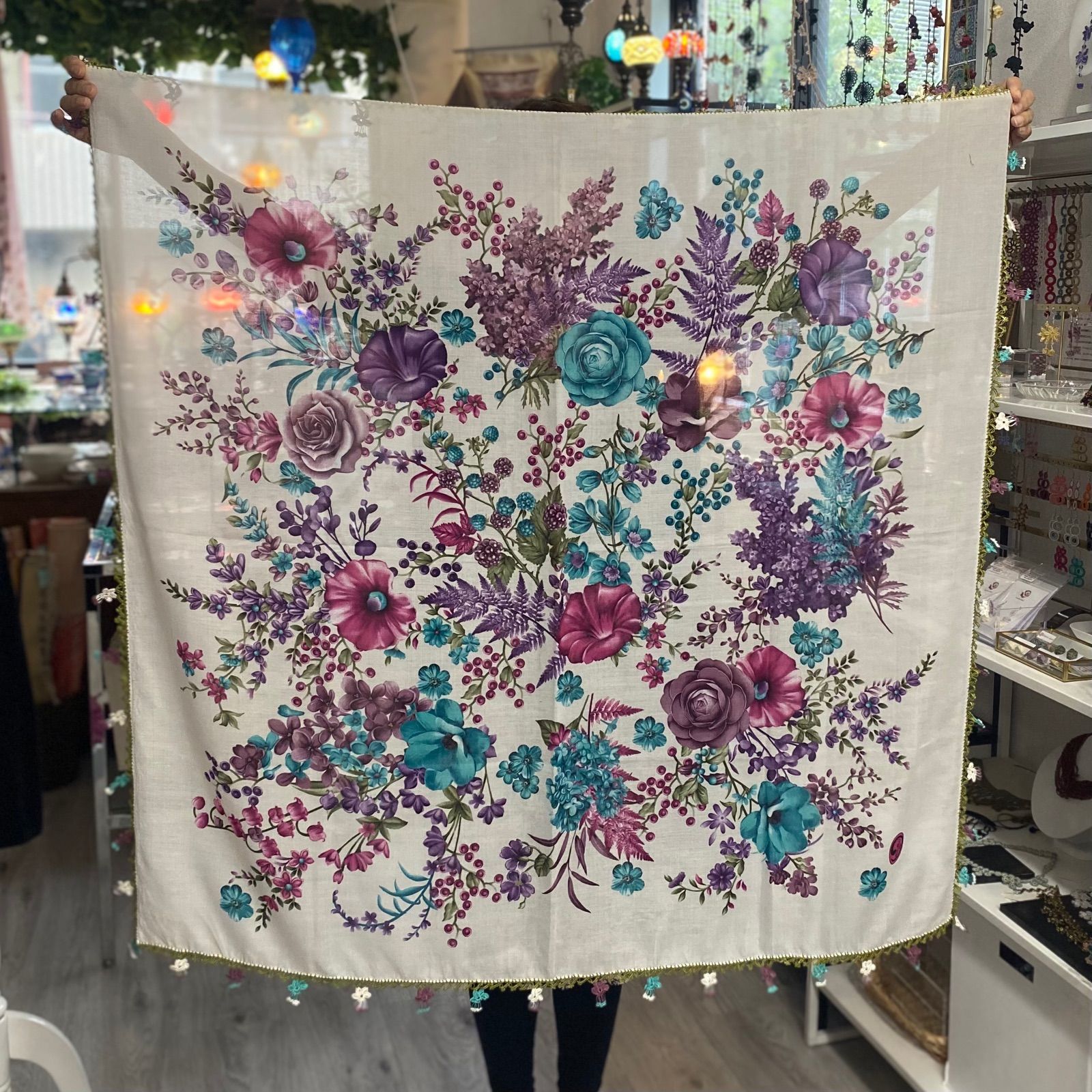 【新品未使用】トルコオヤスカーフ　刺繍　５枚セット トルコの伝統工芸・人気の「オヤスカーフ」商品番号⑧