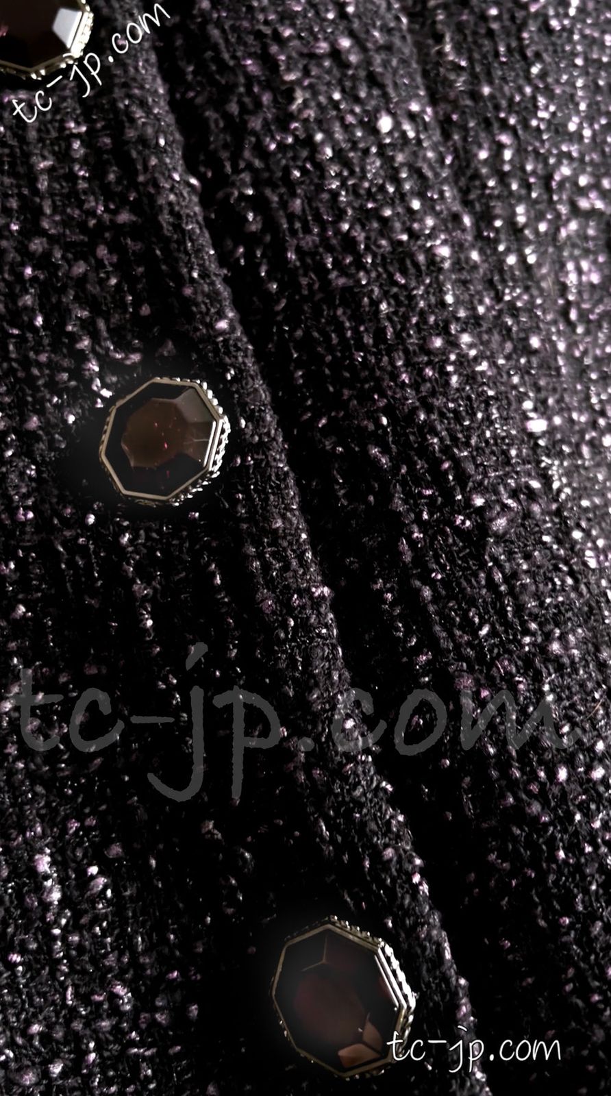 シャネル ジャケット CHANEL ブラック パープル グリポワ宝石 ボタン