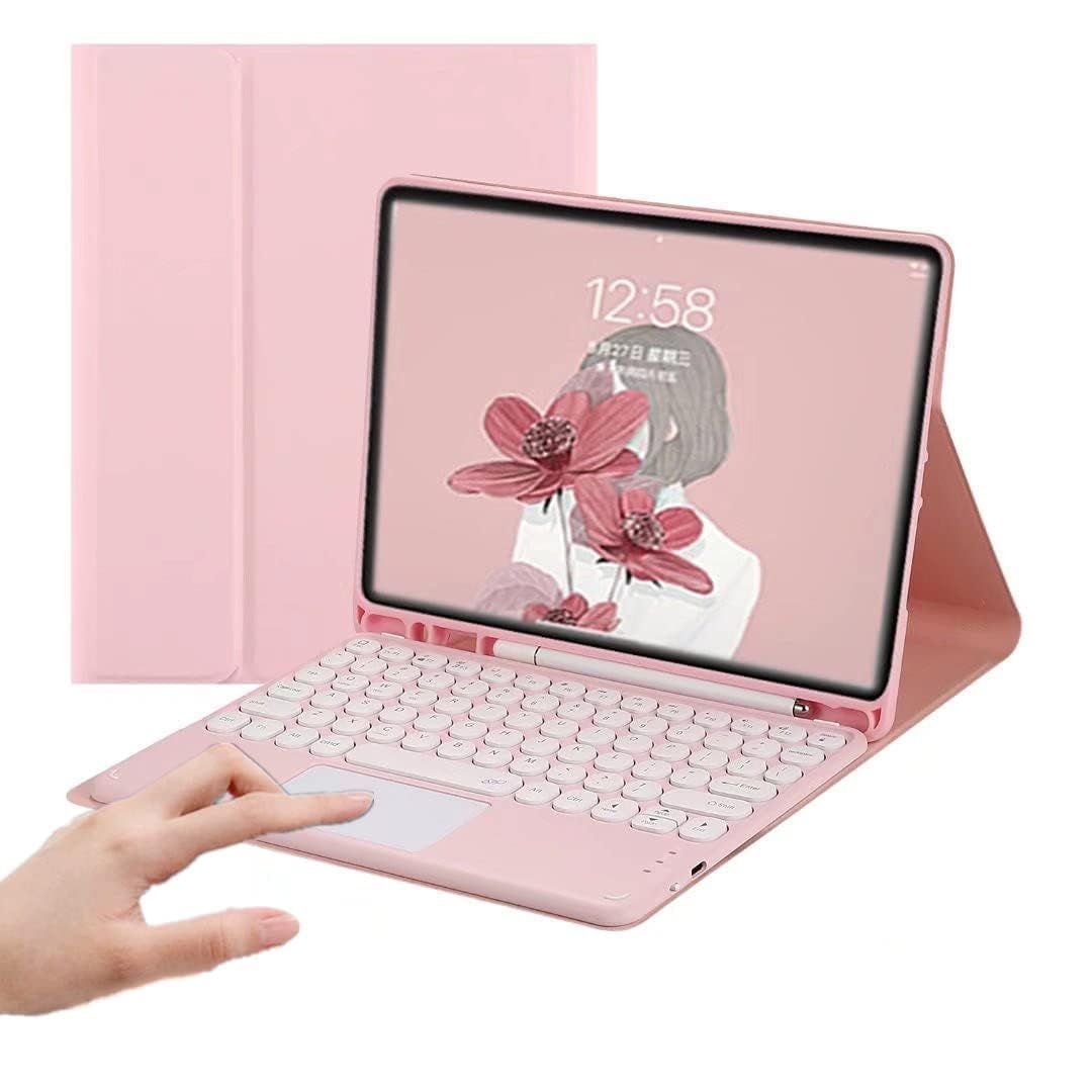 Air11インチ/Air5/Air4_ピンク 丸型キー iPad Air 11インチ 2024/Air 5 Air4 キーボード ケース タッチパッド ペンシル収納 iPad Air 第5世代/第4世代 10.9 インチ 対応 ペンホルダー付き 可愛い 充電式