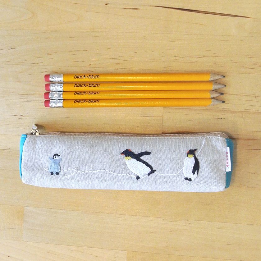 ペンケース ペンギン親子 ポーチ ハンドメイド 手刺繍-9