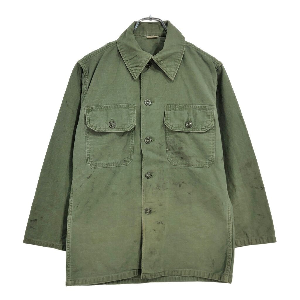 60sビンテージ米軍ミリタリー チノシャツ半袖スプルースグリーン軍物アーミー古着 MILITARY 実物 USED 米軍 M-46 ショートスリーブ カーキシャツ