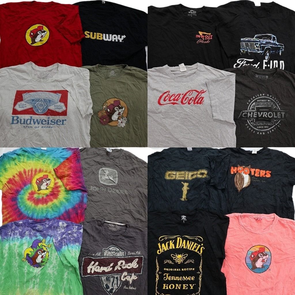 古着卸 有名企業 半袖Tシャツ 16枚セット メンズ Ｌ バッキーズ バドワイザー ジャックダニエル 古着 NA2671