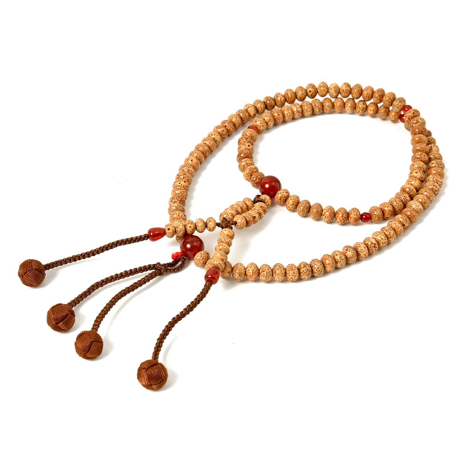 超特価！八宗手掛け念珠あこや真珠7mm正絹桃長房2点白水晶入女性用