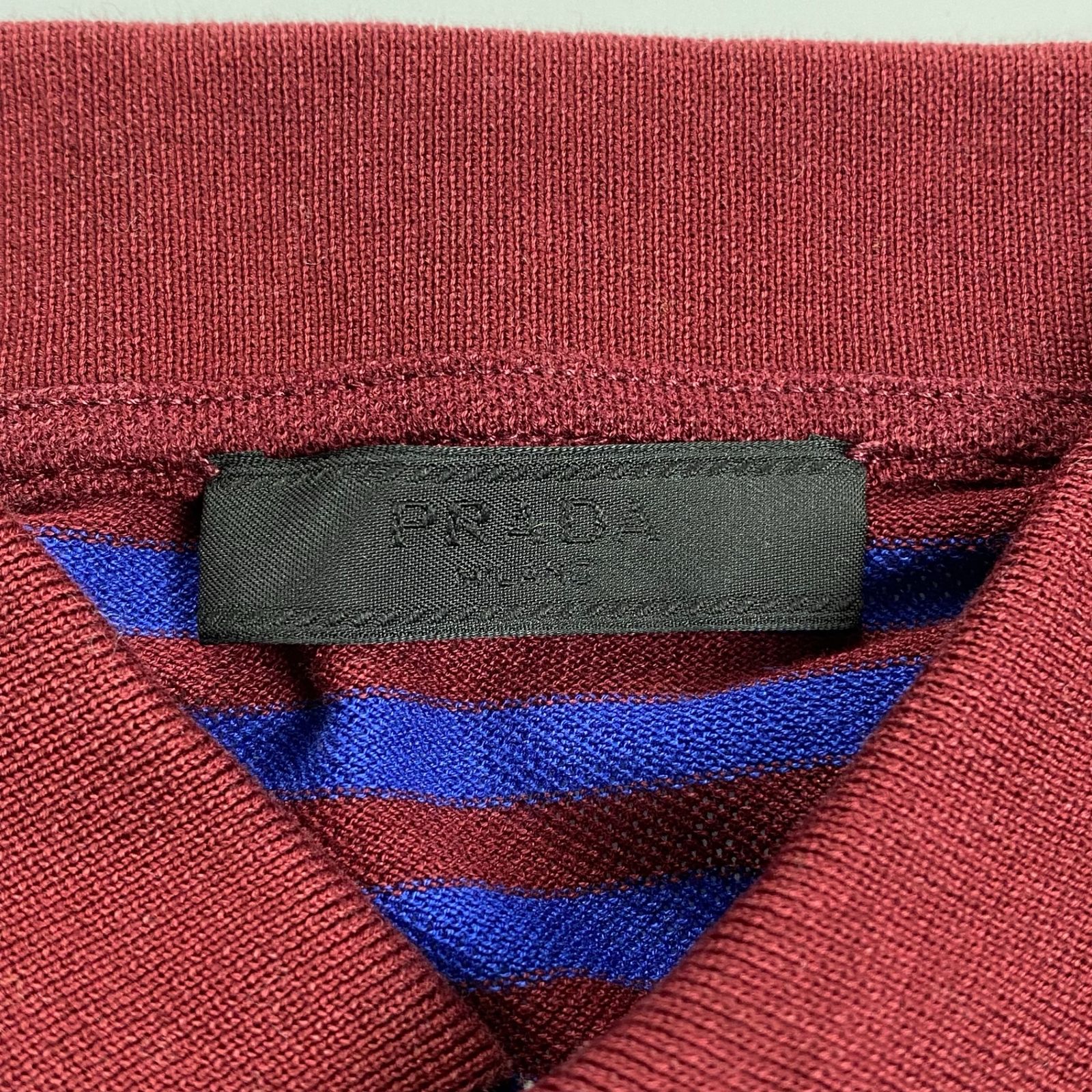 PRADA ボーダーポロシャツ PRADAプラダ ストライプ シルクxコットン ポロシャツ ボーダー