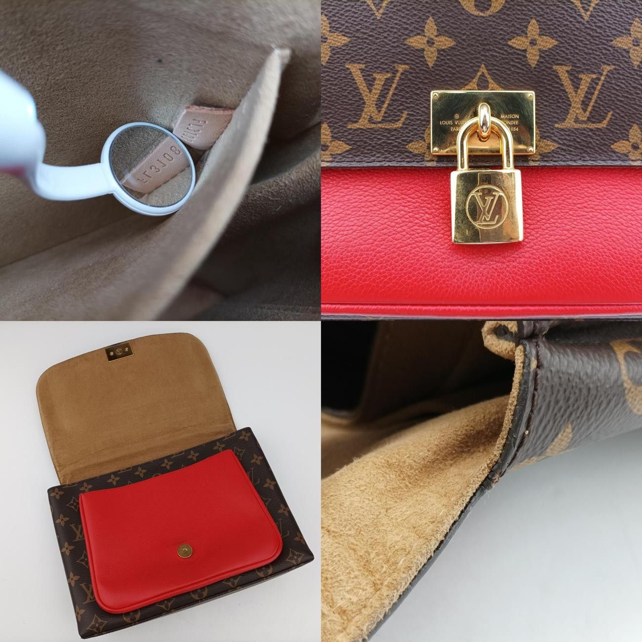 Vuittonマリニャンモノグラム ブラウン系×コクリコモノグラムキャンバス×カーフレザーM44286FL3108