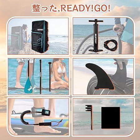 SEAPLUS サップボード SUPボード スタンドアップパドルボード サーフボード Sup インフレータブル超軽量 海と湖に適用パドルボード い sup 釣り セット-パドル、ポンプ、安全リーシュ、バックパック付き 320x81x15cm L-BN01