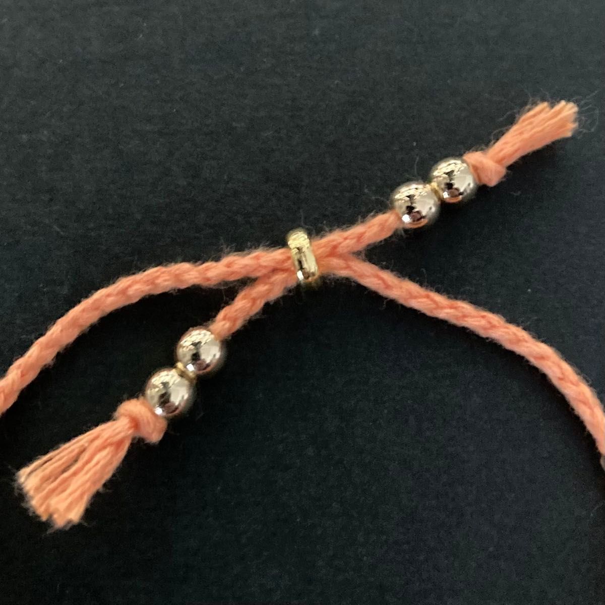 ハンドメイド [ 2596 ] ブレスレット 13〜21cm ライトオレンジ グラス 