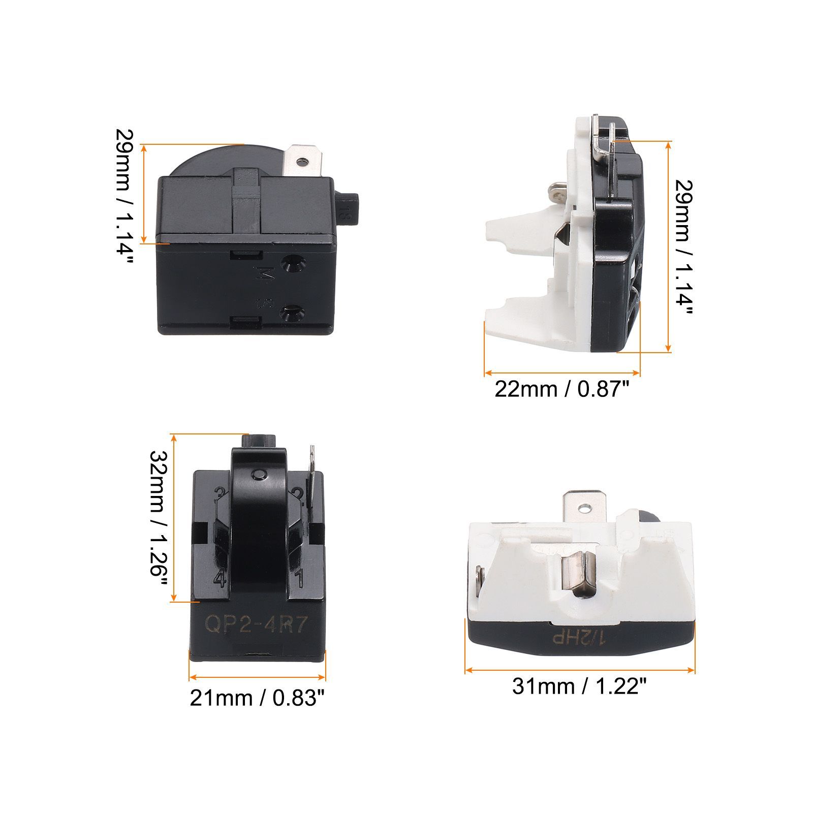 uxcell 冷蔵庫PTCスターターリレー 1ピン 4.7Ohm 過負荷保護装置