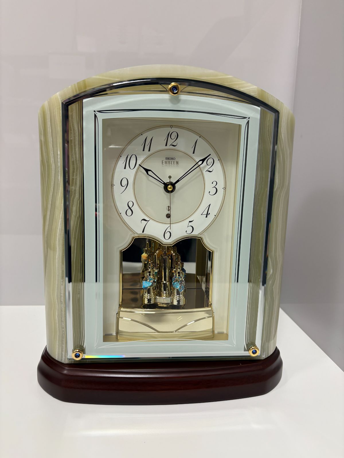 セイコー クロック 置き時計 電波 アナログ 回転飾り オニキス枠