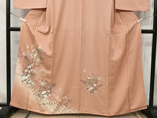 平和屋着物□訪問着 螺鈿 飛鶴花鏡裏文 暈し染め 金銀彩 正絹 逸品