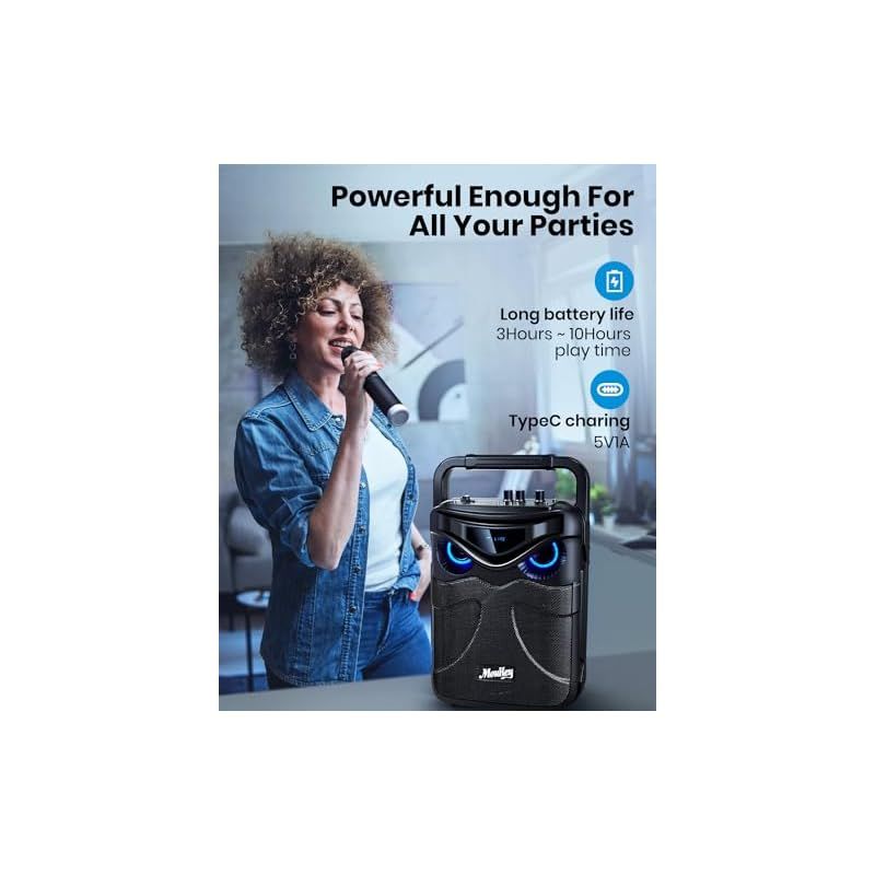 Moukey ワイヤレスマイク スピーカーセット UHFマイク2本 MPS3 Moukey