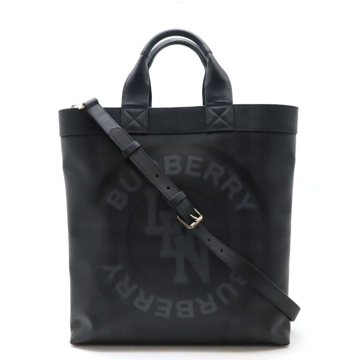 【美品】バーバリー ショルダーバッグ ロゴグラフィック ロンドンチェック 黒 バーバリークロスボディバッグ チェック柄/黒 ユニセックス