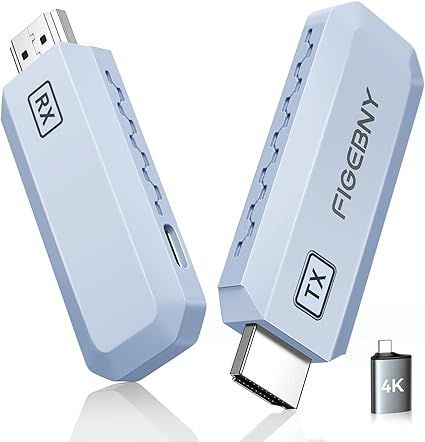 FIGEBNY hdmi 無線 0.1秒超低遅延 ワイヤレス hdmi 送受信機セット 日本技適認証済 30m安定転送 映像音声同時出力 PC|スマホ|DVD出力-モニター|テレビなど入力 ブルー